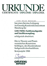 Certifikt ze kolen CRT TV, SAT Grundig - Nrnberg 1988