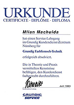 Certifikt ze kolen CRT TV Grundig - Nrnberg 1993