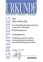 Certifikt ze kolen CRT TV, SAT Grundig - Nrnberg 1997