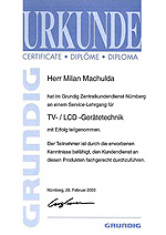 Certifikt ze kolen CRT TV, LCD Grundig - Nrnberg 2003