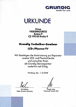 Certifikt ze kolen LCD, PDP Grundig - Nrnberg 2008
